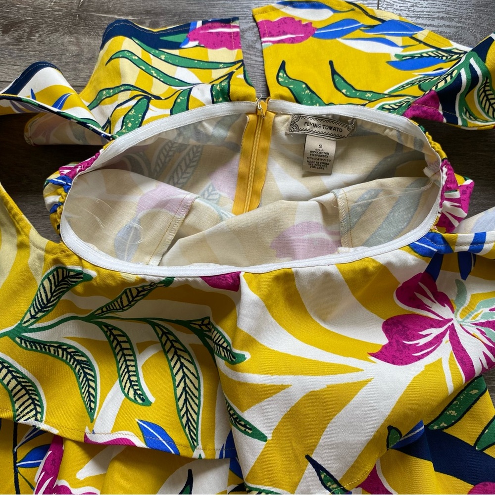Flying‎ Tomato Yellow Floral Off the Shoulder Romper - Picture 11 of 12